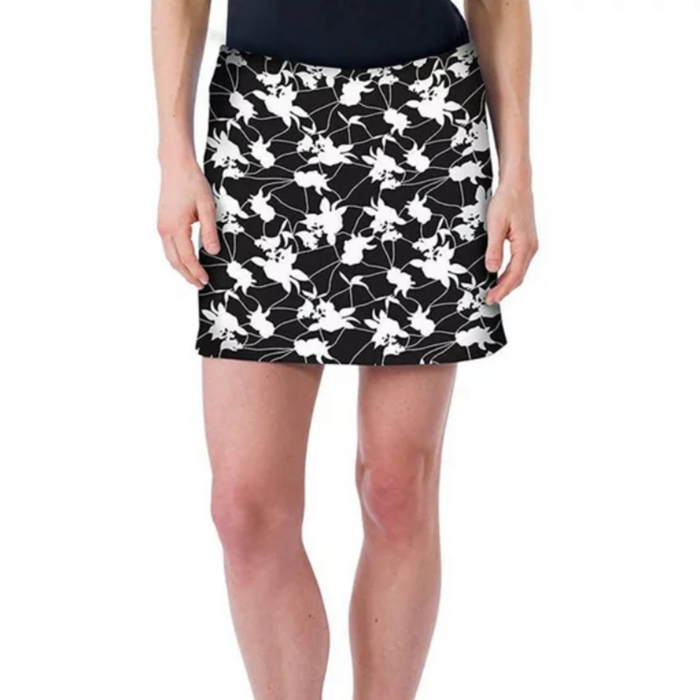 Tranquility Black and White Shadow Flowers Skort Size Large